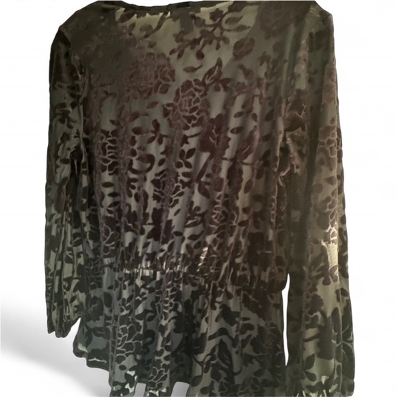 Halogen Black Velvet floral Buttoned Blouse XS - Picture 4 of 4